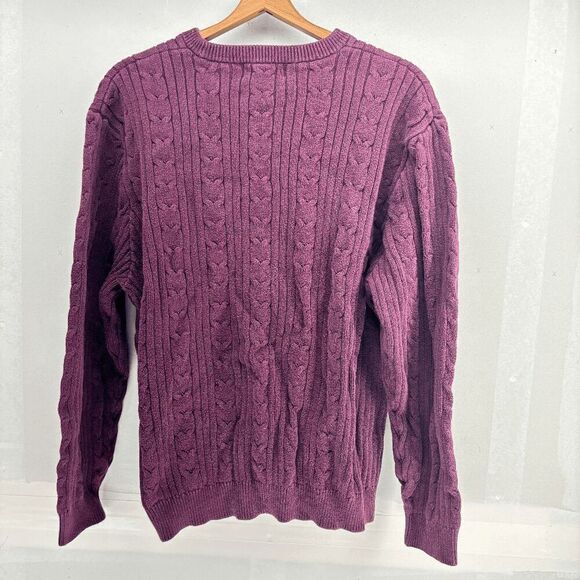 Vintage Eddie Bauer Sweater Mens XL Maroon/Red Cotton Fisherman Cable Knit EUC - Picture 2 of 5